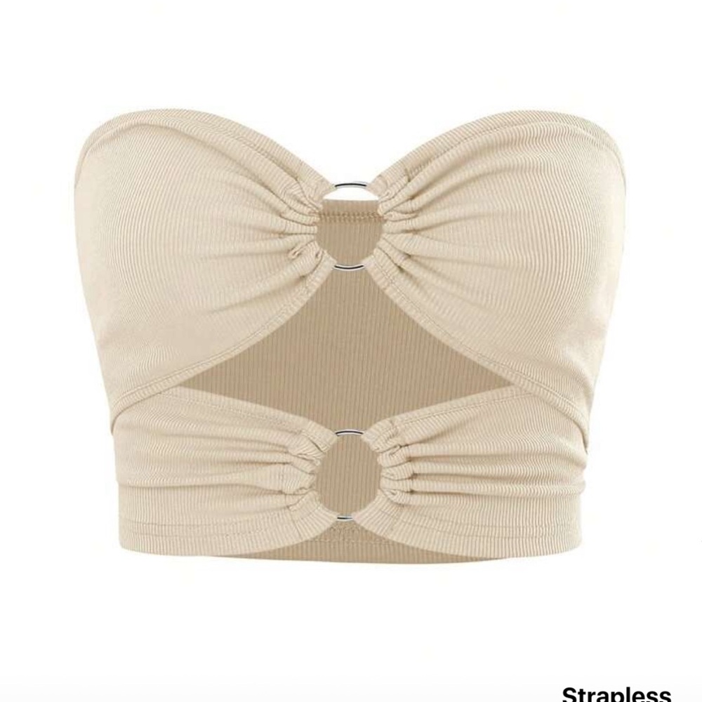 Strapless Cream Cutout Top